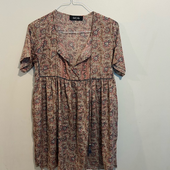 Fab'rik Women's Paisley Mini Dress - Brown and Red - Picture 1 of 6